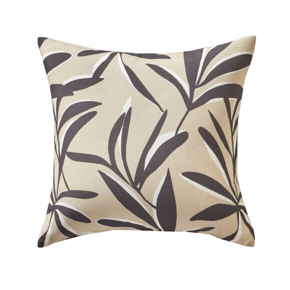 Housse de coussin imprim&eacute; feuillage (sable)