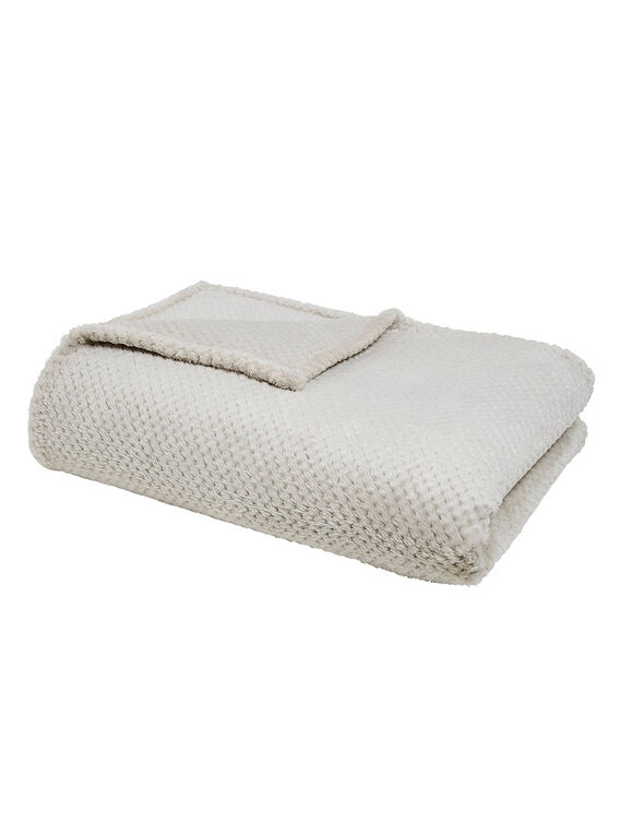 Plaid polaire nid d'abeille (beige)