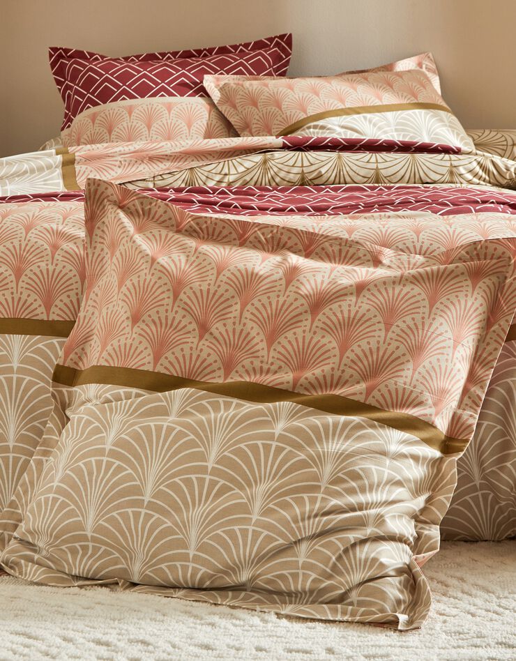 Linge de lit Eddy en coton à motifs graphiques (sable)