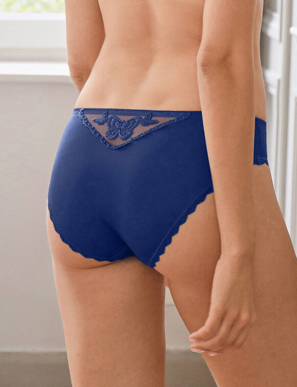 Culotte microfibre et tulle brod&eacute; Biella  (marine)