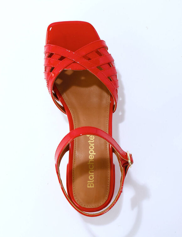 Leren sandalen met hak (rood)