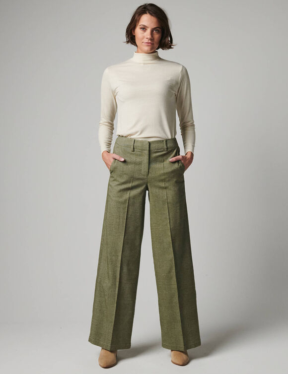 Pantalon large en tweed (kaki)