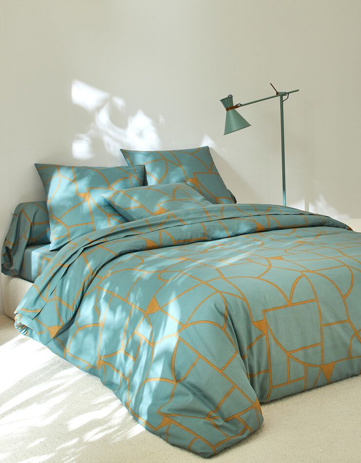 Linge de lit Geoffroy en coton à motifs graphiques (eucalyptus)