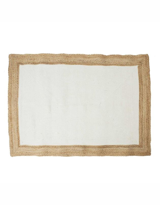Tapis bicolore jute naturel et coton - rectangulaire (blanc)