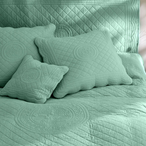 Couvre-lit uni style boutis Cassandre  (vert)