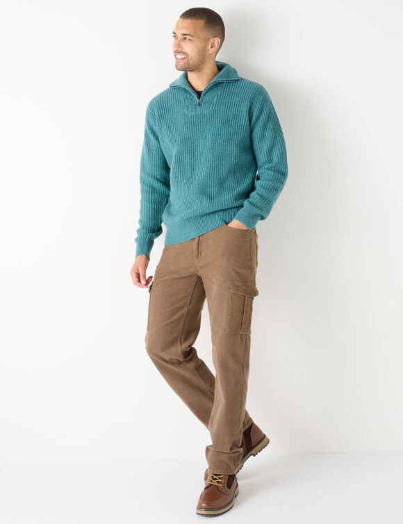Pull col camionneur c&ocirc;te anglaise 30% laine (c&eacute;ladon moulin&eacute;)