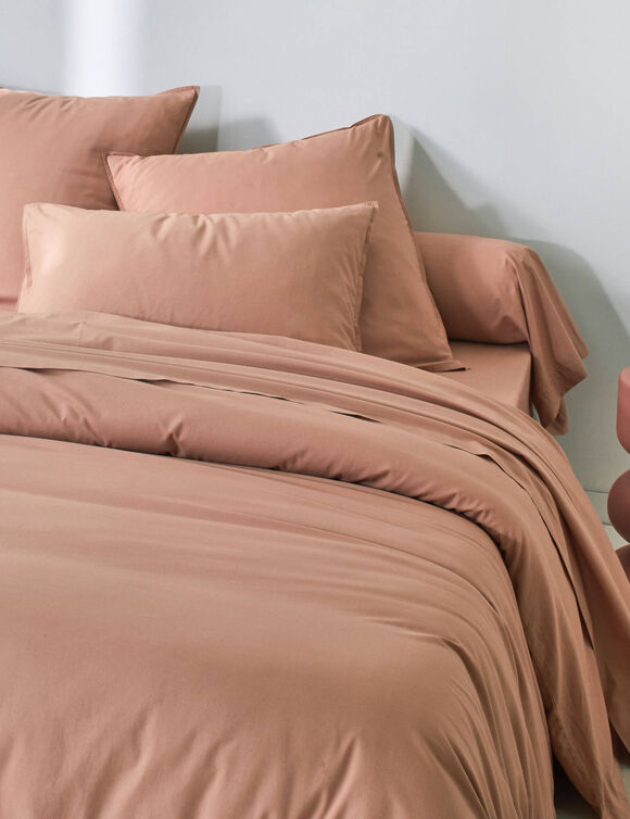 Linge de lit uni - coton lav&eacute; 57 fils/cm&sup2; (praline)