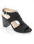 Omhullende sandalen met houten hak (zwart)