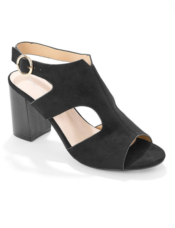 Omhullende sandalen met houten hak (zwart)