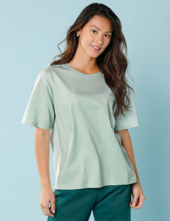 T-shirt manches courtes uni, Spécial Petites (vert grisé)