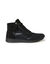 Boots met ritsen in leer en stretchstof (zwart)