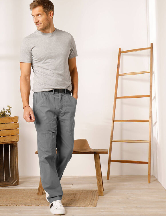 Pantalon 3/4 élastiqué + ceinture assortie (gris acier)