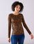 T-shirt imprim&eacute; peau de b&ecirc;te, stretch (caramel / noir)