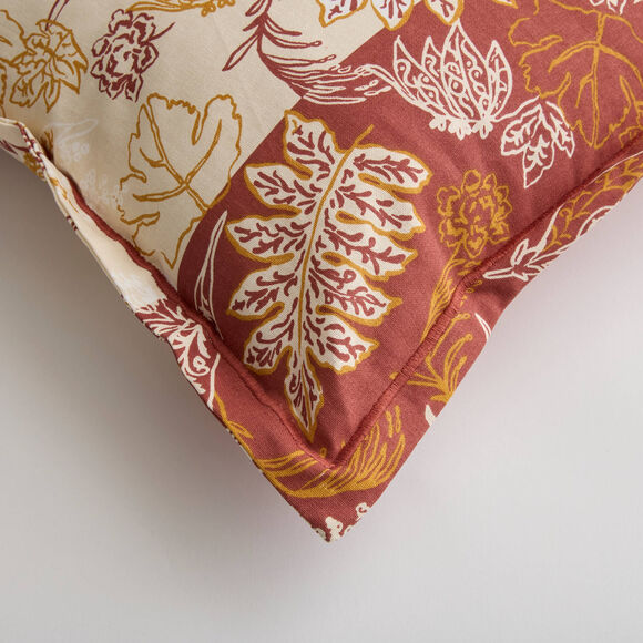 Coussin carr&eacute; imprim&eacute; indien (bois de rose)