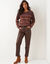 Pull loose rayé, col bateau (chocolat / bois rose)