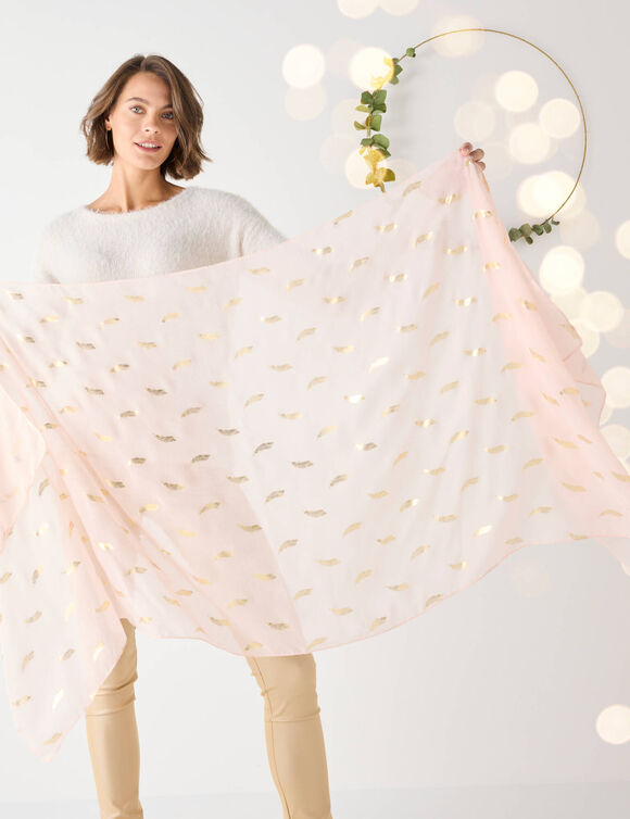Foulard met pluimmotief (roze)