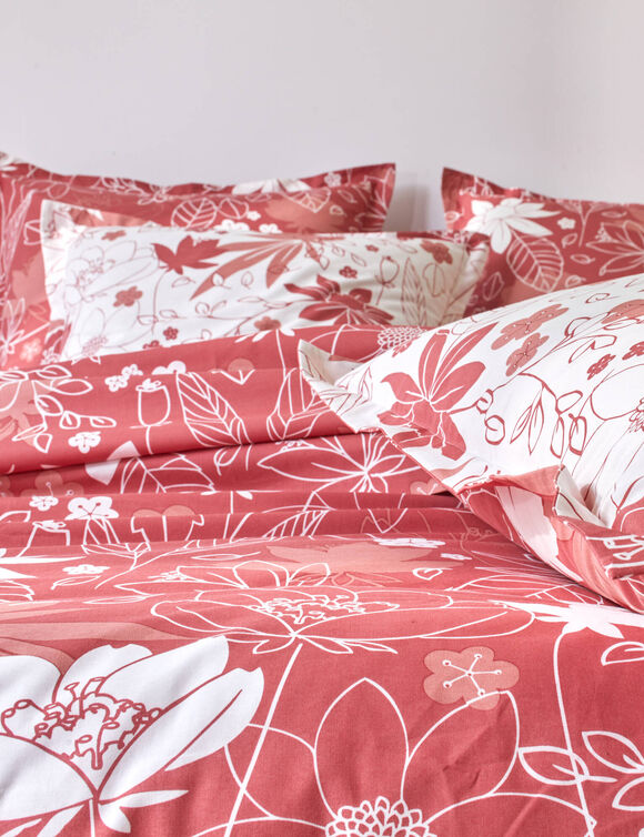 Linge de lit P&eacute;n&eacute;lope imprim&eacute; - coton 57 fils/cm&sup2; (bois de rose)