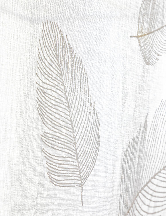 Vitrage passe-tringle motif plumes (blanc)