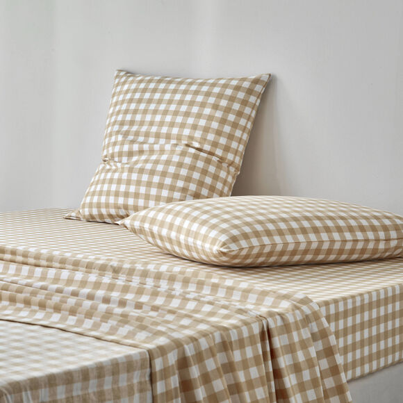 Linge de lit Lou en flanelle imprim&eacute;e (beige)