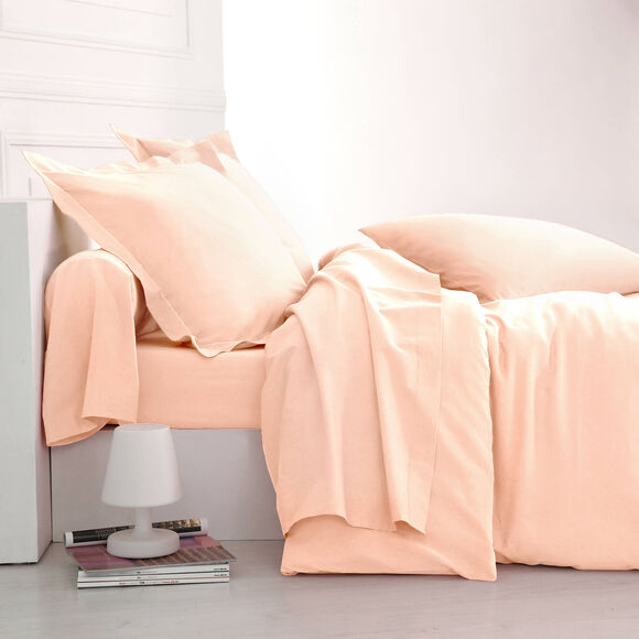 Linge de lit uni - coton 57 fils/cm&sup2; (rose poudr&eacute;)
