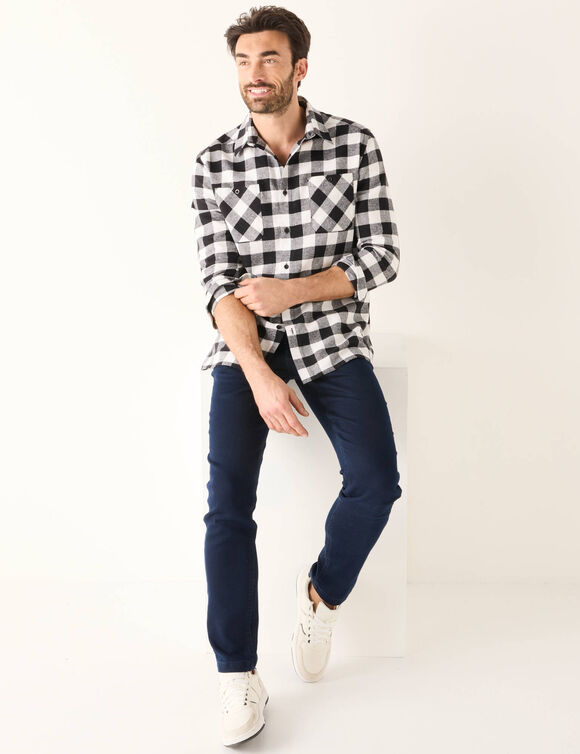 Chemise carreaux &eacute;cossais flanelle (blanc / noir)