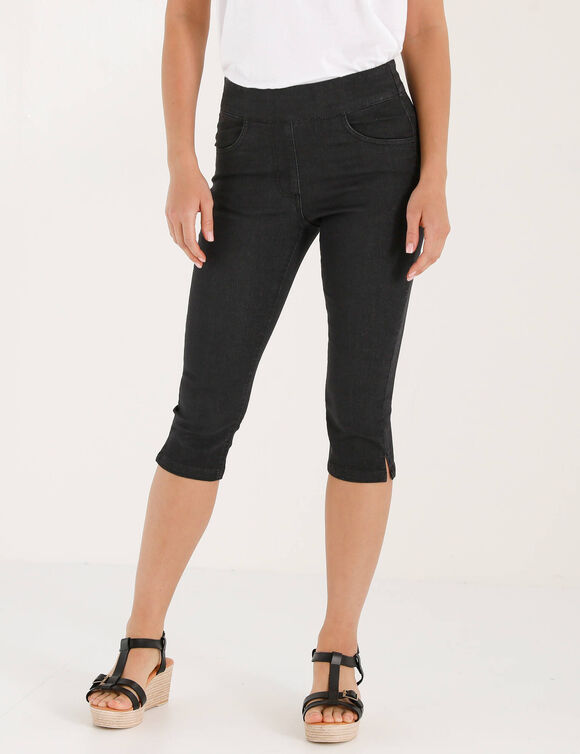 Corsaire fusel&eacute; ultra stretch, maille effet jean (black)