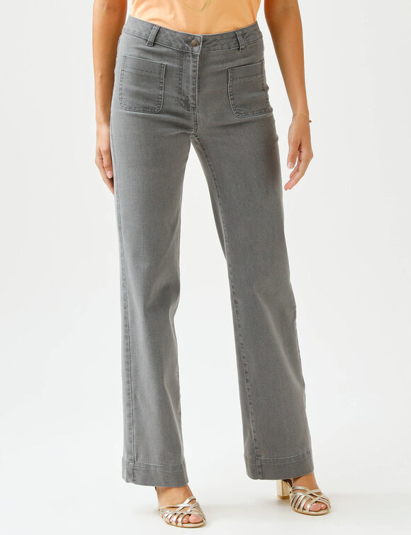 Jean coupe large taille haute, stature moyenne (gris)