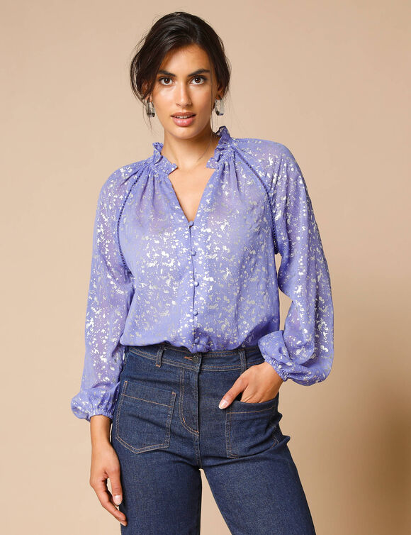 Chemise voile uni, surimpression argentée (iris)