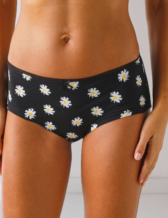 Culotte coton forme shorty imprimé motifs "abeilles" assortis– Lot de 4 (noir / jaune)