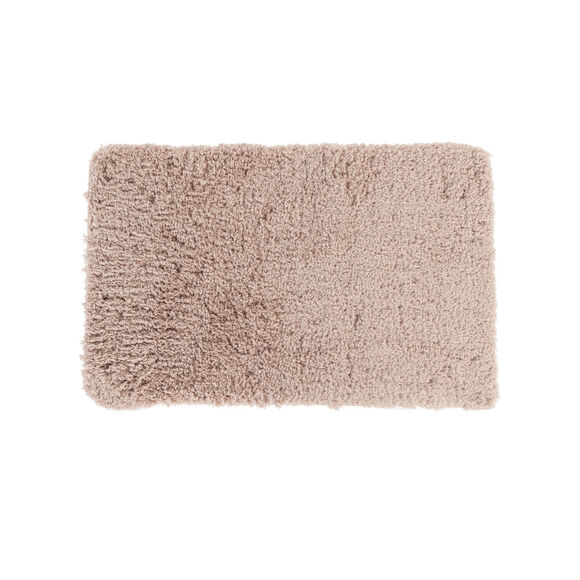 Tapis de bain uni moelleux microfibre (beige)