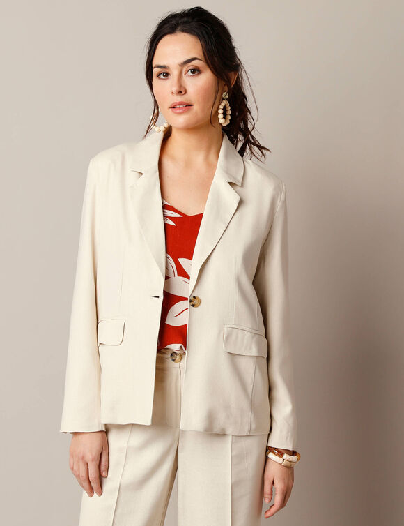 Veste blazer, lin mélangé (naturel)
