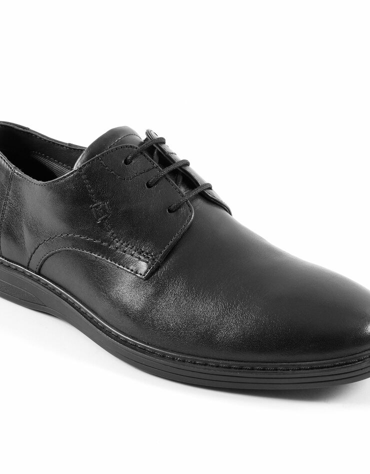 Derbies lacés croûte de cuir, noir Derbies lacés croûte de cuir, noir, hi-res image number 0
