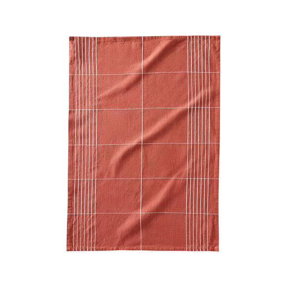 Torchons carreaux coton - lots  (terracotta)