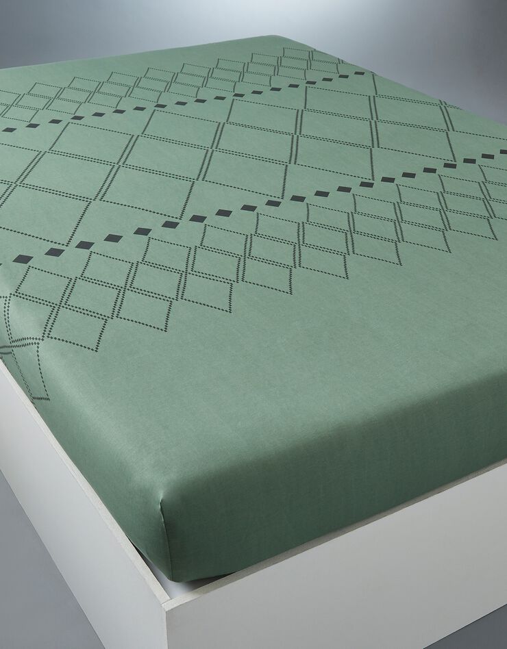 Linge de lit Massai coton à motifs graphiques et finitions pompons, vert Linge de lit Massai coton à motifs graphiques et finitions pompons, vert, hi-res image number 5