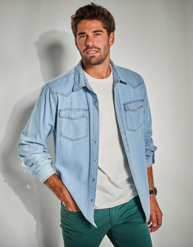 'Western' hemd in jeans (bleached)