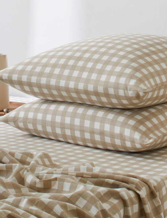 Linge de lit Lou en flanelle imprim&eacute;e (beige)