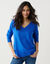 Trui met V-hals, zachte touch (blauw)