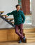 Chino broek met elastische tailleband opzij (bordeaux)