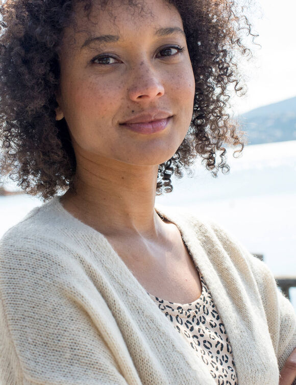 Gilet ouvert, laine et mohair mélangés (beige)