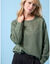 Pull col rond Spécial Petites, maille pointelle (kaki clair)