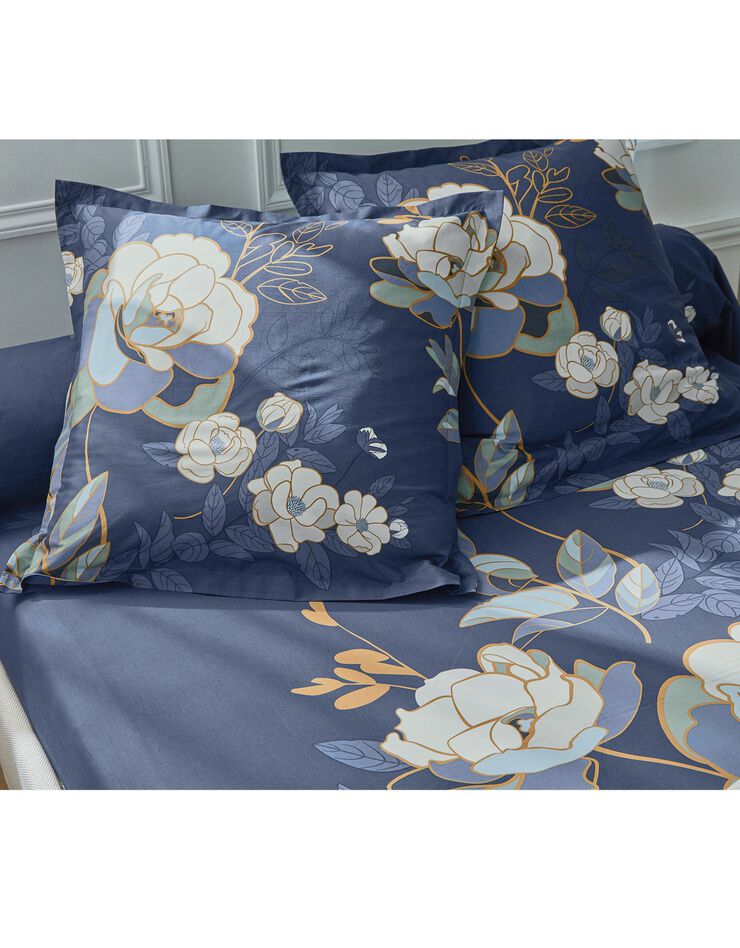Linge de lit Louise imprimé floral – percale coton, bleu, hi-res image number 2