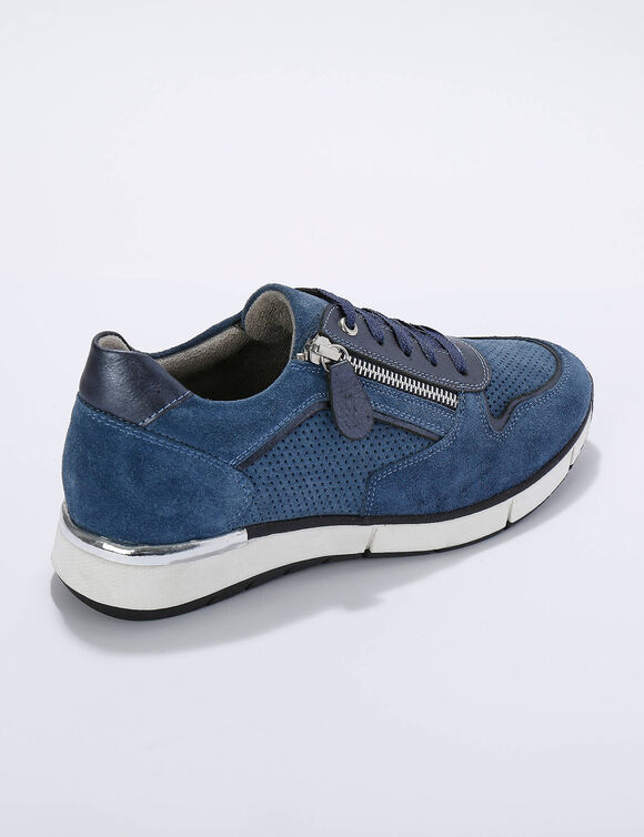 Baskets zippées et à lacets en cuir (bleu jean)