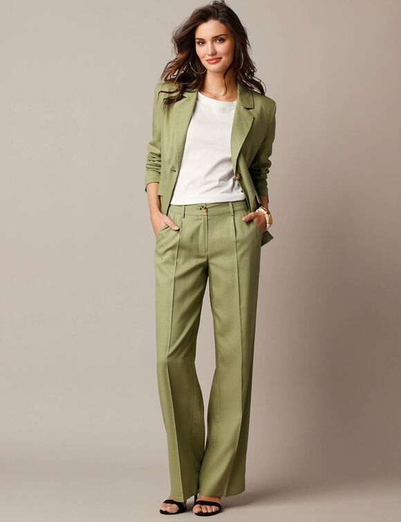 Veste blazer, lin mélangé (vert)