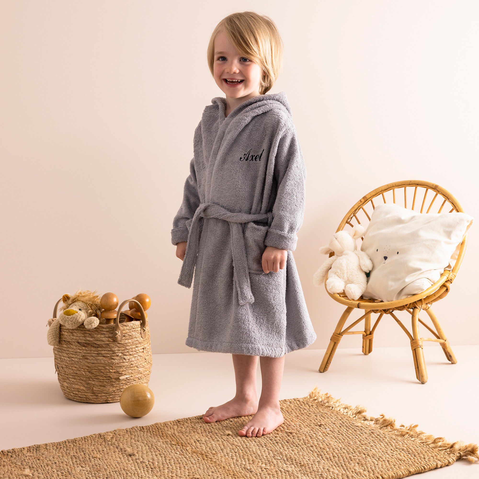 Peignoir de bain enfant personnalisable koala capuche gris Blancheporte