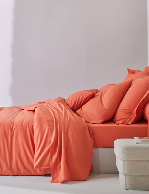 Linge de lit uni coton  (potiron)
