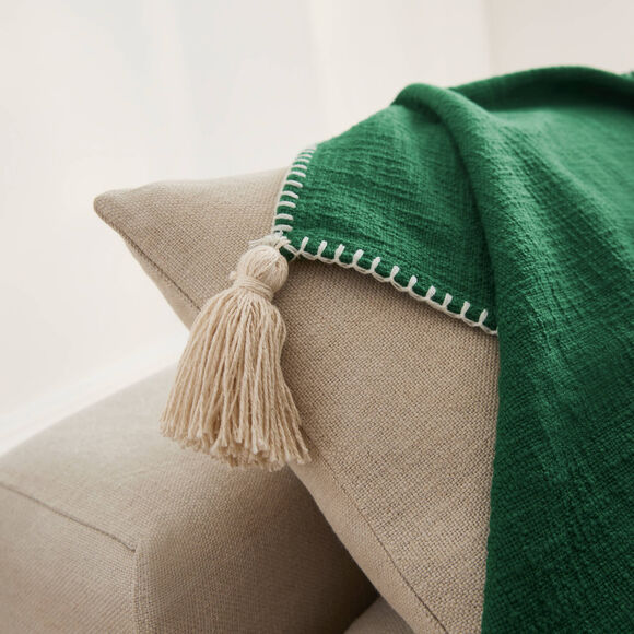 Effen plaid in getextureerd katoen (groen)