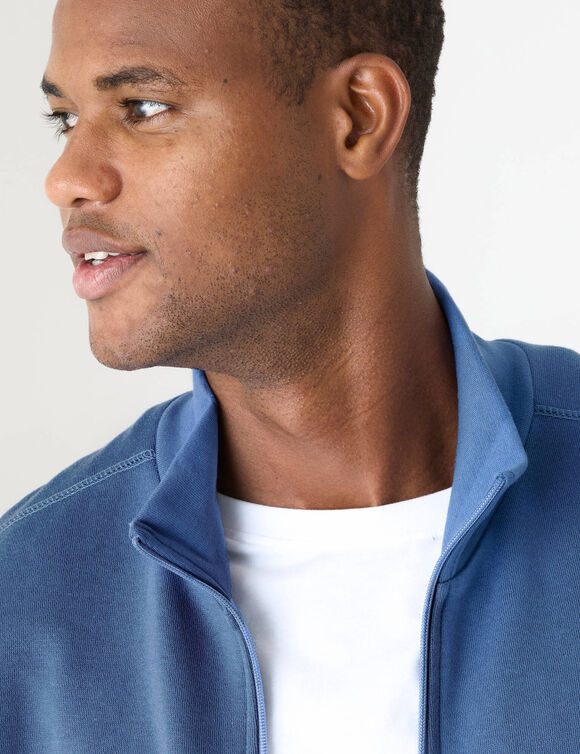 Sweat enti&egrave;rement zipp&eacute; uni (bleu)
