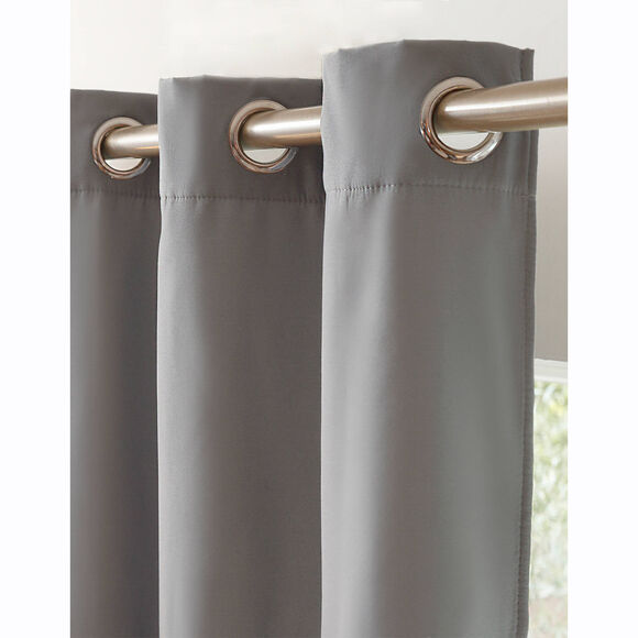 Rideau isolant uni envers polaire finition oeillets (gris perle)