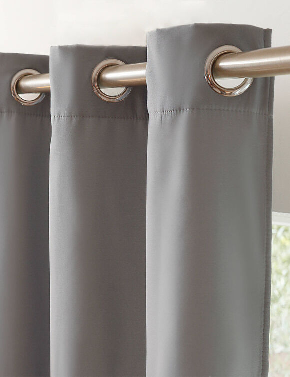 Rideau isolant uni envers polaire finition oeillets (gris perle)