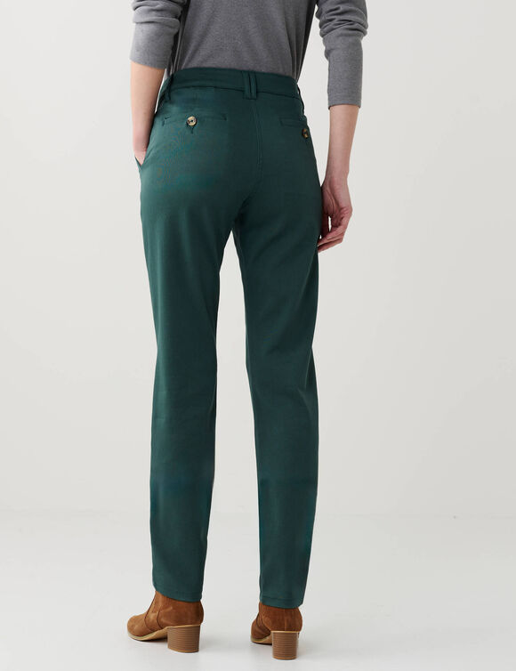 Pantalon chino stretch (vert fonc&eacute;)